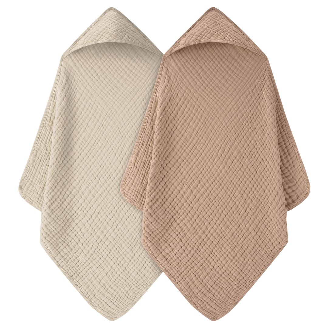 Hooded Towel 100% Muslin Cotton Bath Towel 2 Pack Baby Bath Towels Robe
