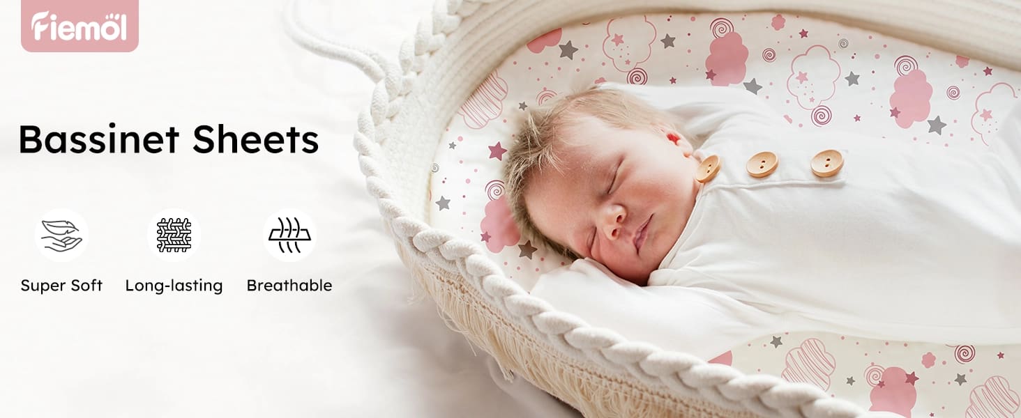 Baby Bassinet Sheets 3 Pack Fitted Bassinet Mattress Sheets Ultra Soft Pink Rainbow Bassinet Sheets Baby Bassinet Sheet 4 1