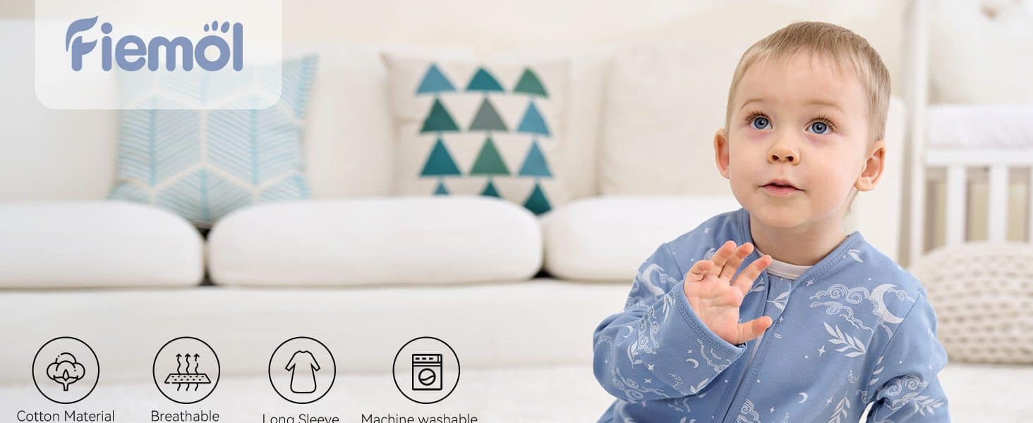 Blue Baby Soft Sleep Sack 100% Cotton Sleep Sack Long Sleeve Baby Sleeping Bag Sack 2 Pack PC A1 7