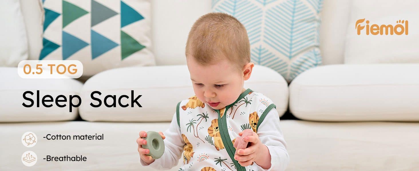 Sleeping Bag Single Pack Green Lion 100% Cotton Sleep Sack for Babies Wearable Blanket Baby PC A1.2 01