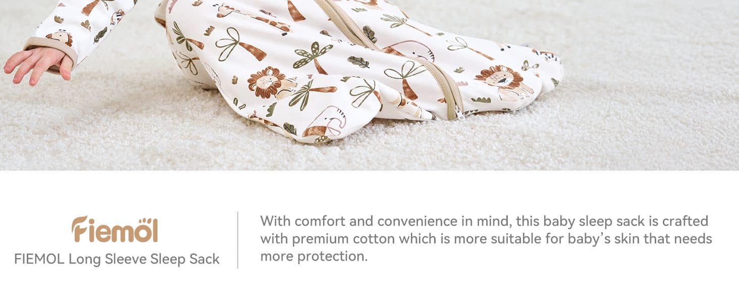Sleeping Bag for Baby Lightweight Sleep Sack with Long Sleeve Baby Wearable Blankets Cotton PC A2 3