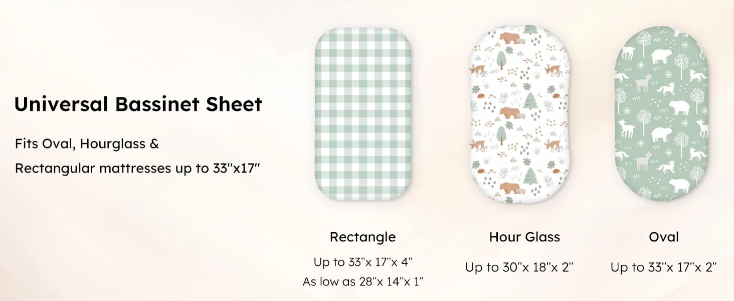 Microfiber Bassinet Sheet Easy-Change Baby Sheets Oval Hourglass Rectangle Mattress Baby Bassinet Sheet 6 3