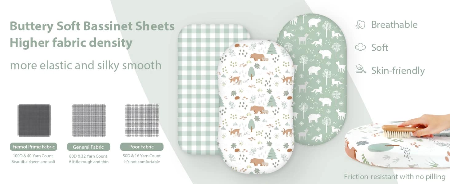 Microfiber Bassinet Sheet Easy-Change Baby Sheets Oval Hourglass Rectangle Mattress Baby Bassinet Sheet 7 3