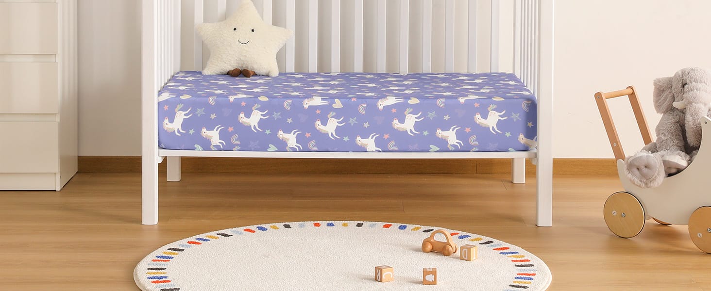 Baby Bed Sheet Pink Purple Rainbow Kids Crib Sheet 52” x 28” Fitted Crib Mattress Sheet Baby Crib Sheets 2