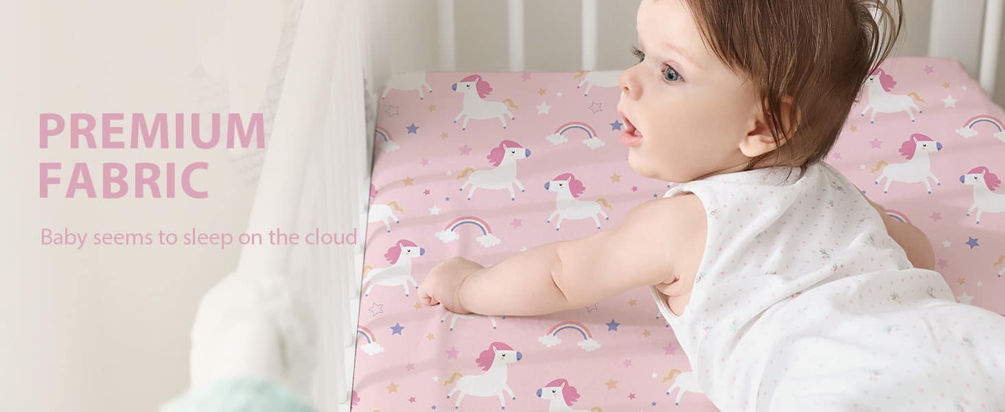 Baby Bed Sheet Pink Purple Rainbow Kids Crib Sheet 52” x 28” Fitted Crib Mattress Sheet Baby Crib Sheets 3