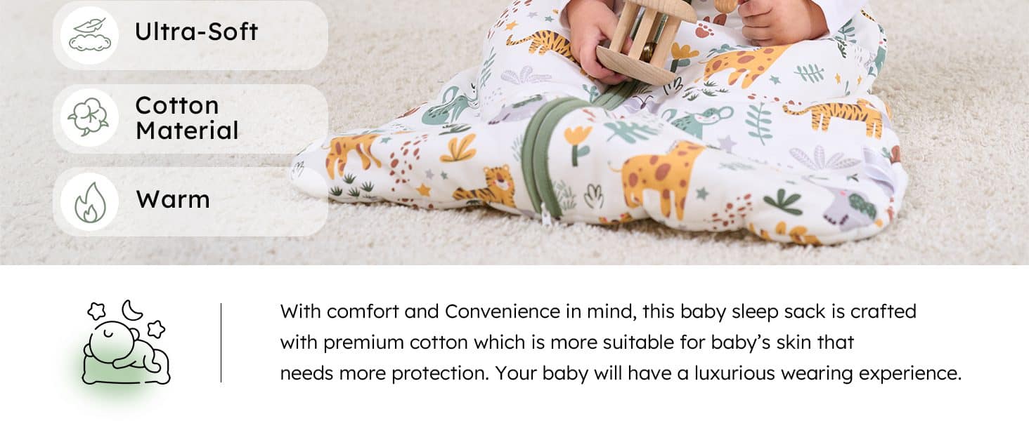 Cold Weather Sleep Sack for Baby Infant Sleeping Bag 2.5 Tog Cotton Sleepsack 0-24 Months auto draft