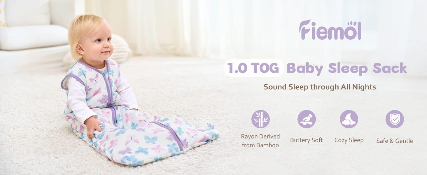 Baby Sleep Sack 0-24 Months Purple Butterfly 2 Pack Baby Wearable Blanket Soft Sleeping Bag 画板 2 2