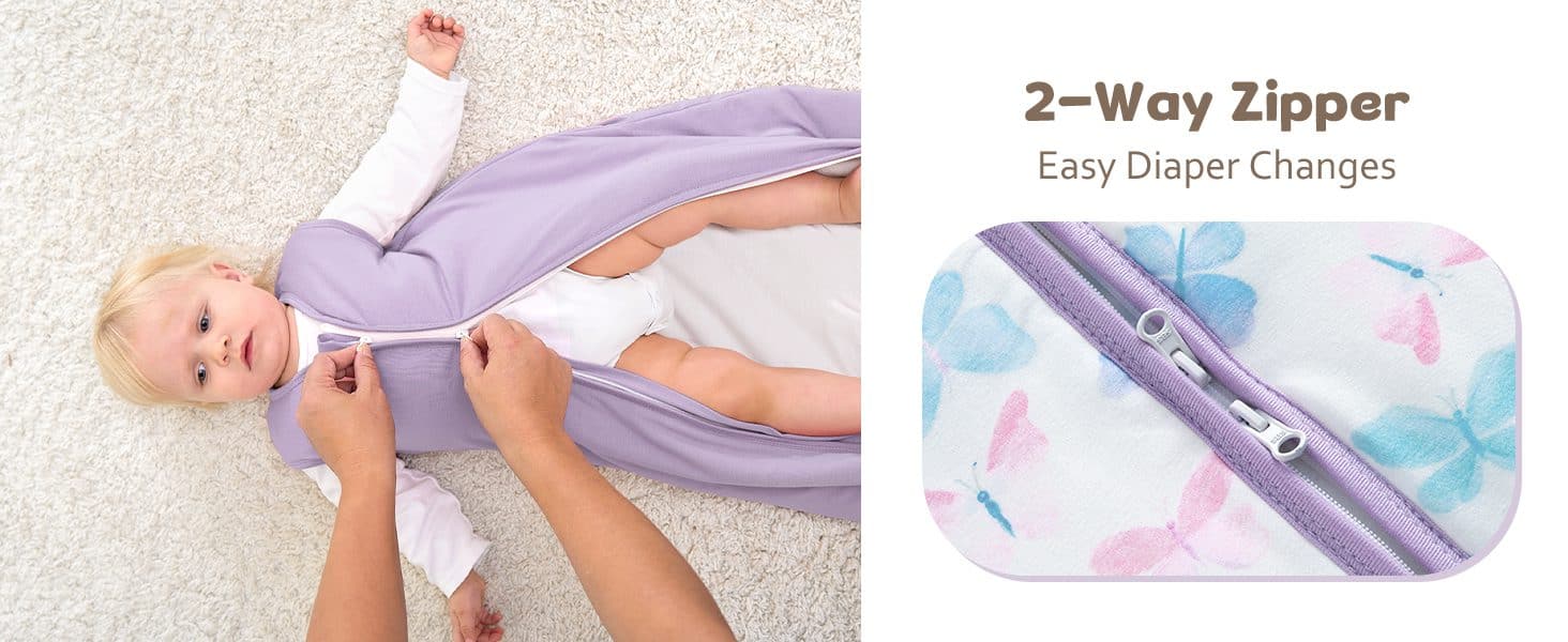 Baby Sleep Sack 0-24 Months Purple Butterfly 2 Pack Baby Wearable Blanket Soft Sleeping Bag 画板 2 拷贝 2 1