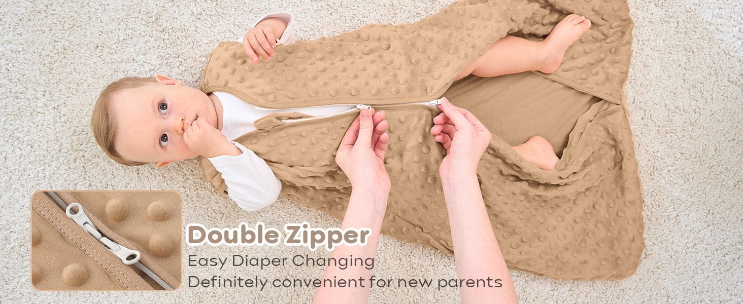 Nursery Sleep Sack Brown&Coffee Plush Dots Fleece Baby Sleeping Bag 2 Pack Wearable Blanket 画板 4 14