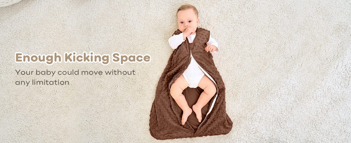 Nursery Sleep Sack Brown&Coffee Plush Dots Fleece Baby Sleeping Bag 2 Pack Wearable Blanket 画板 6 14