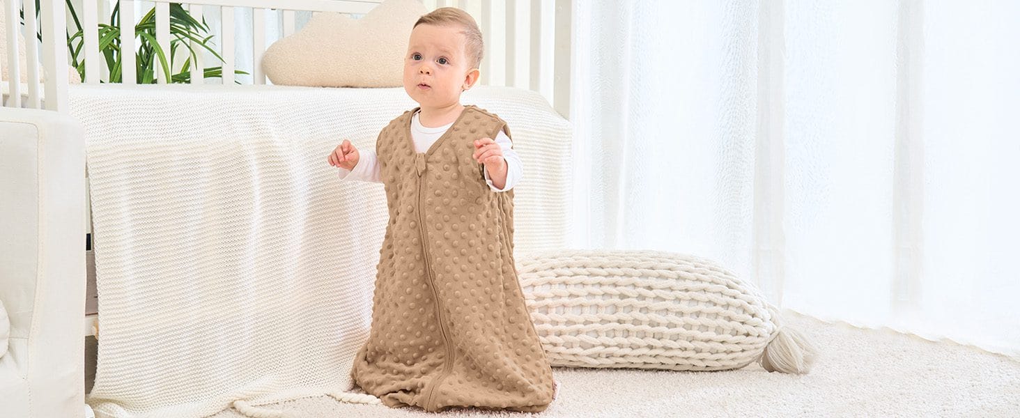Nursery Sleep Sack Brown&Coffee Plush Dots Fleece Baby Sleeping Bag 2 Pack Wearable Blanket 画板 7 15