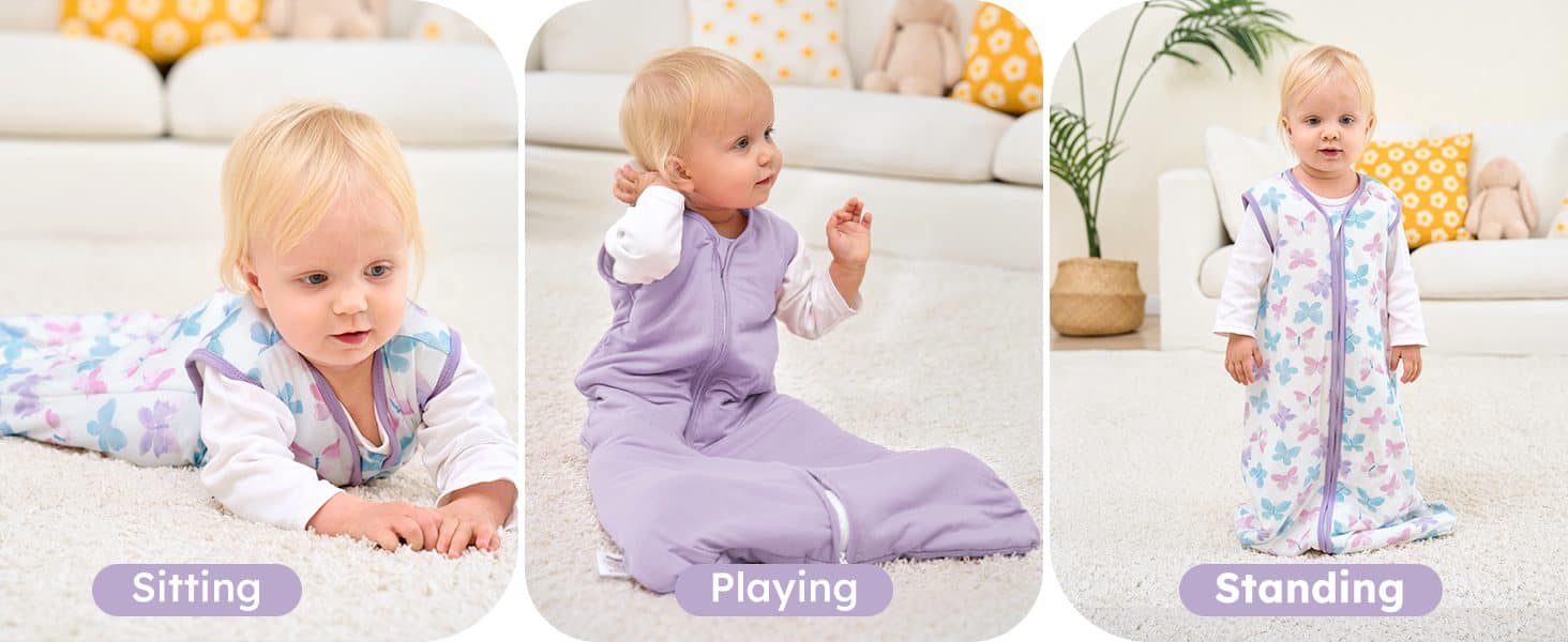 Baby Sleep Sack 0-24 Months Purple Butterfly 2 Pack Baby Wearable Blanket Soft Sleeping Bag 画板 7 2