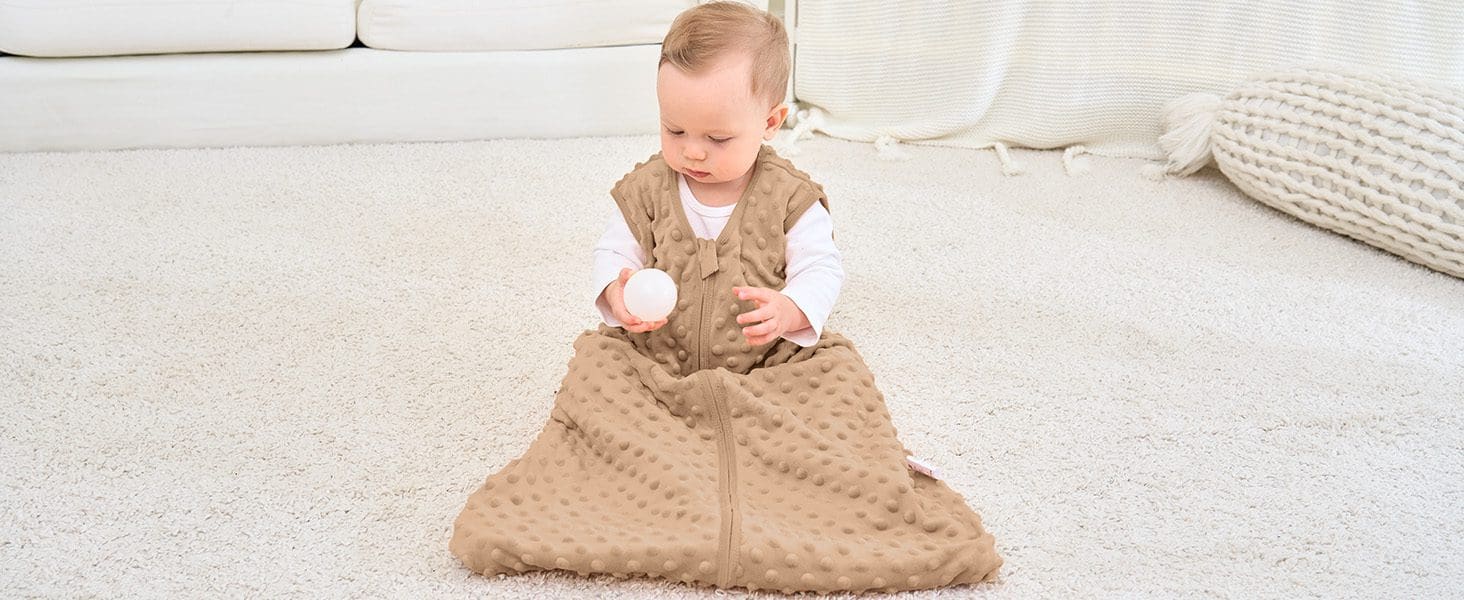Nursery Sleep Sack Brown&Coffee Plush Dots Fleece Baby Sleeping Bag 2 Pack Wearable Blanket 画板 8 9