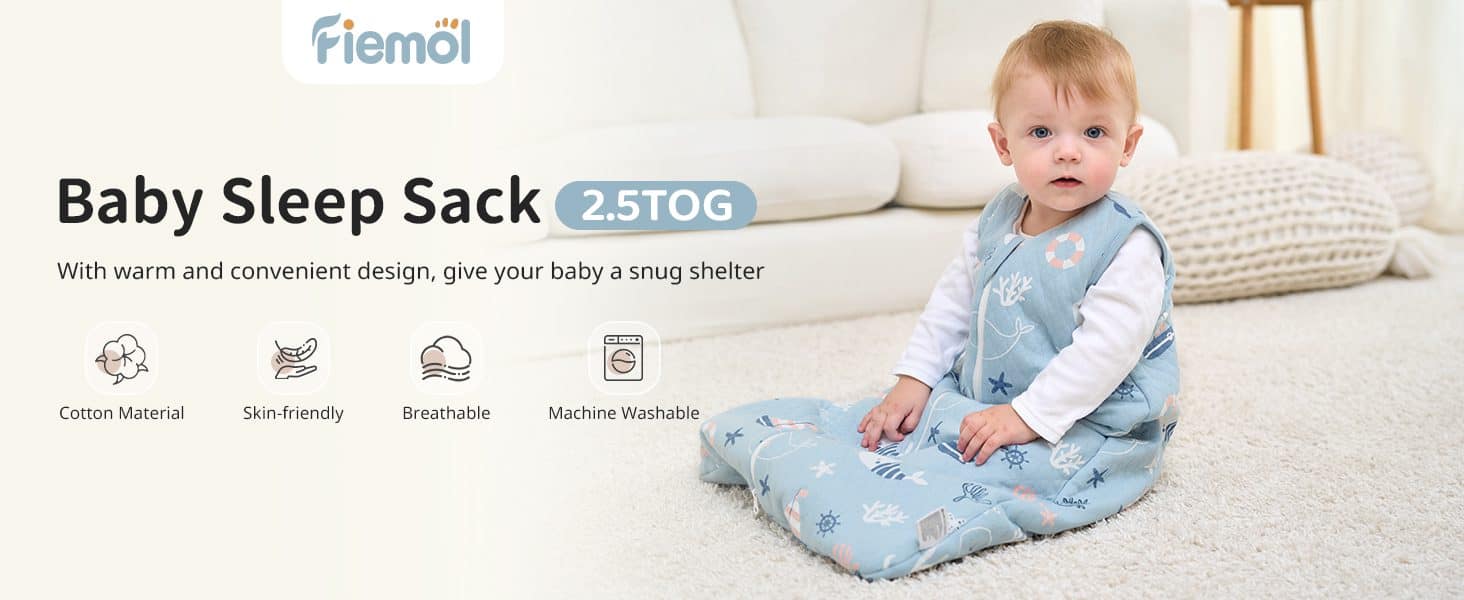 2.5 TOG Extra Warm Winter Sleeping Bag for Infants Quilted Cotton Baby Sleep Sack Blue Sea 空气层A1蓝 02