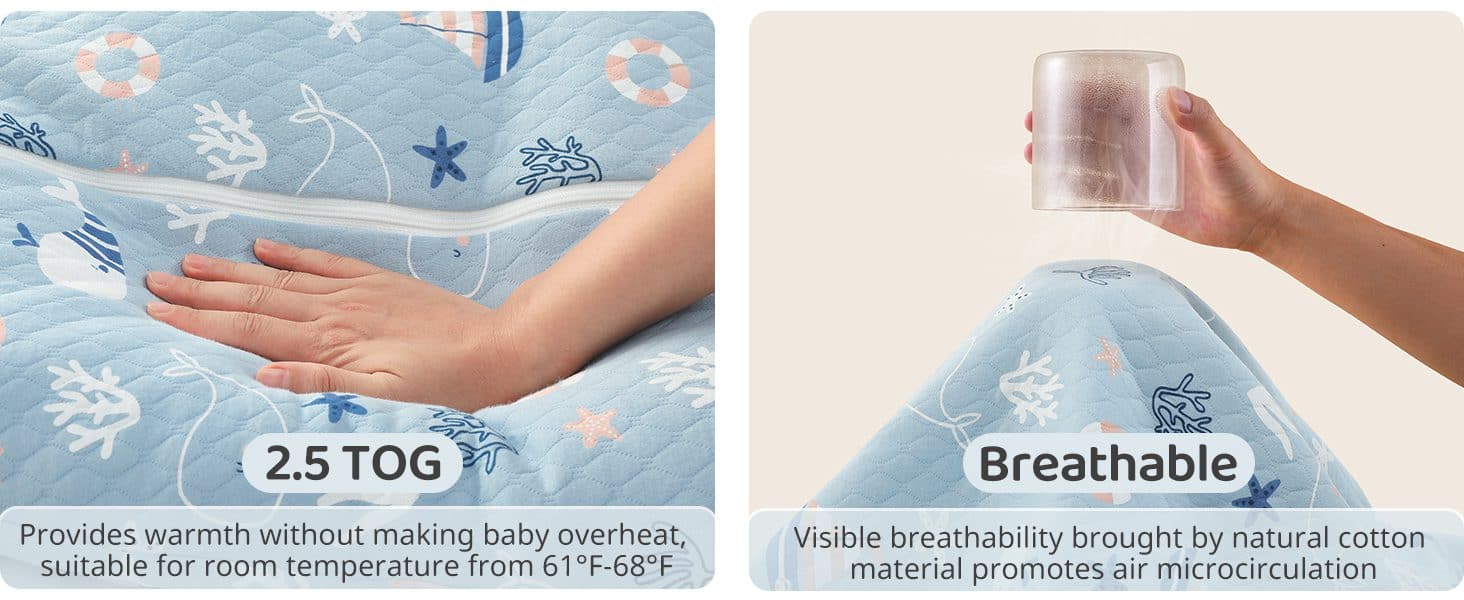 2.5 TOG Extra Warm Winter Sleeping Bag for Infants Quilted Cotton Baby Sleep Sack Blue Sea 空气层A1蓝 11