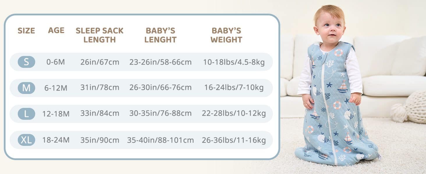 2.5 TOG Extra Warm Winter Sleeping Bag for Infants Quilted Cotton Baby Sleep Sack Blue Sea 空气层A1蓝 17