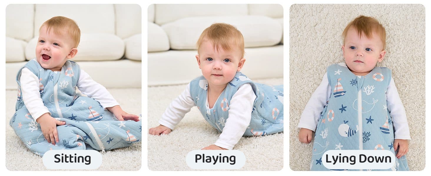 2.5 TOG Extra Warm Winter Sleeping Bag for Infants Quilted Cotton Baby Sleep Sack Blue Sea 空气层A1蓝 23