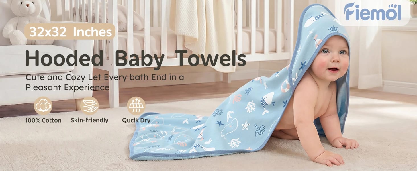 100% Cotton Baby Bath Towel with Hood for Babies Hooded Baby Towels for Newborn auto draft