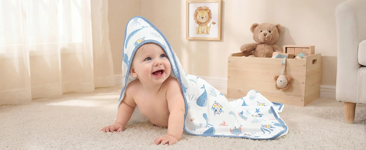 100% Cotton Baby Bath Towel with Hood for Babies Hooded Baby Towels for Newborn auto draft