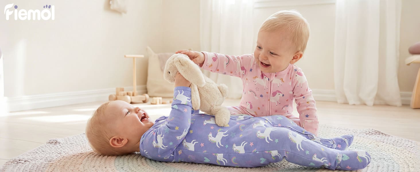 Baby Girl Sleepers 100% Cotton Footie Pajamas Newborn with 2-Way Zipper Footie Pajamas Newborn 6