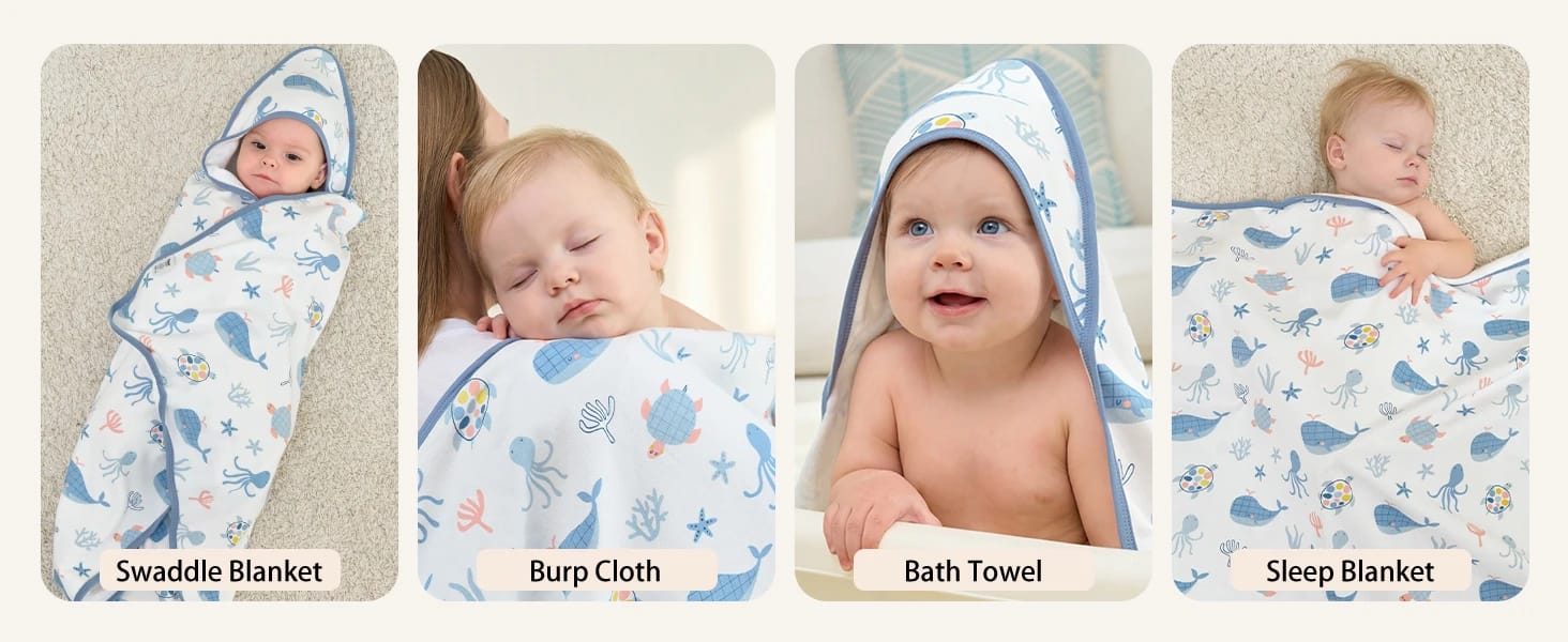100% Cotton Baby Bath Towel with Hood for Babies Hooded Baby Towels for Newborn Hooded Baby Towels 4