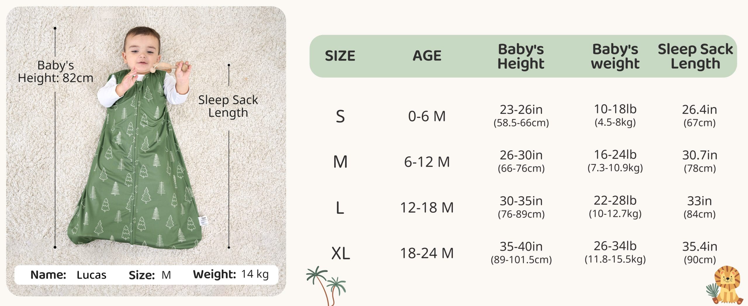 Green Lion Baby Sleep Sacks 0-24 Months Wearable Blanket Summer Baby Sleeping Bag 8 2 Scaled