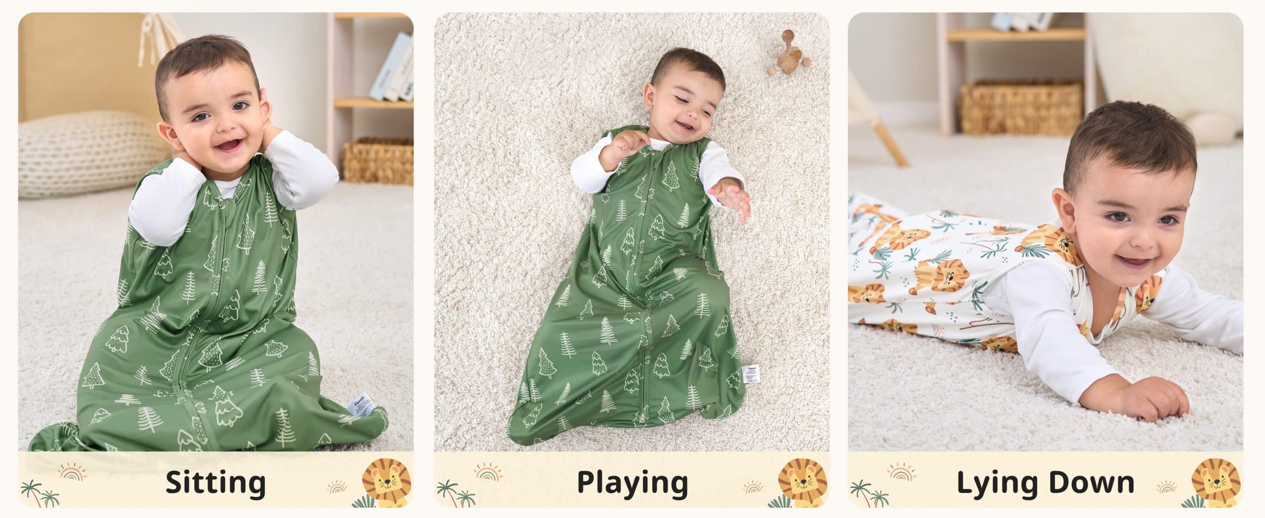 Green Lion Baby Sleep Sacks 0-24 Months Wearable Blanket Summer Baby Sleeping Bag 7 5 Scaled