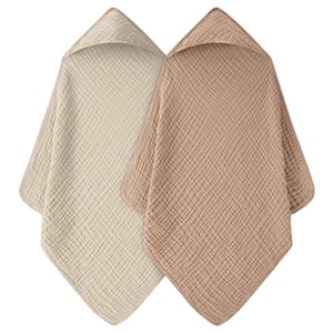 Hooded Towel 100% Muslin Cotton Bath Towel 2 Pack Baby Bath Towels Robe
