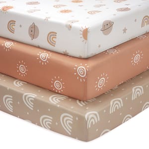 Baby Pack and Play Sheets Fitted Mini Crib Sheets 3 Pack for Pack N Play Mattress Baby Crib Sheets