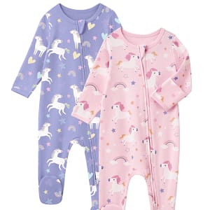 Baby Girl Sleepers 100% Cotton Footie Pajamas Newborn with 2-Way Zipper