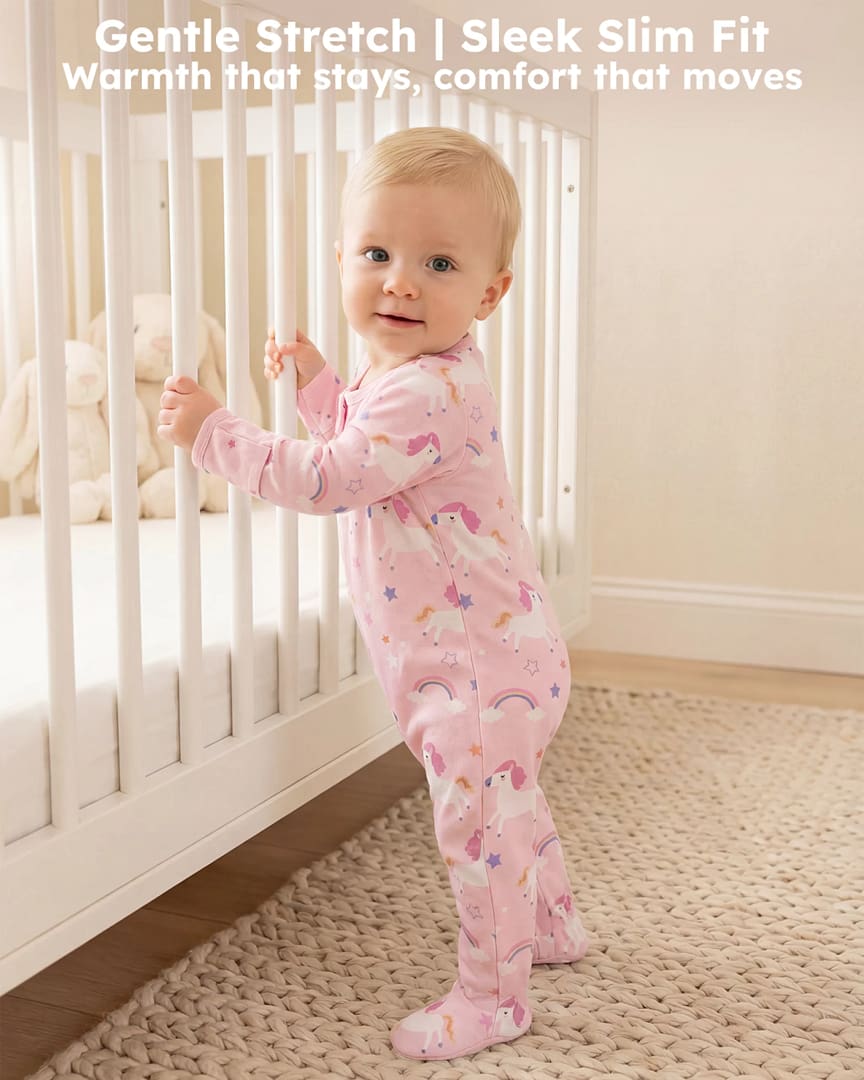 Baby Girl Sleepers 100% Cotton Footie Pajamas Newborn with 2-Way Zipper - Image 7